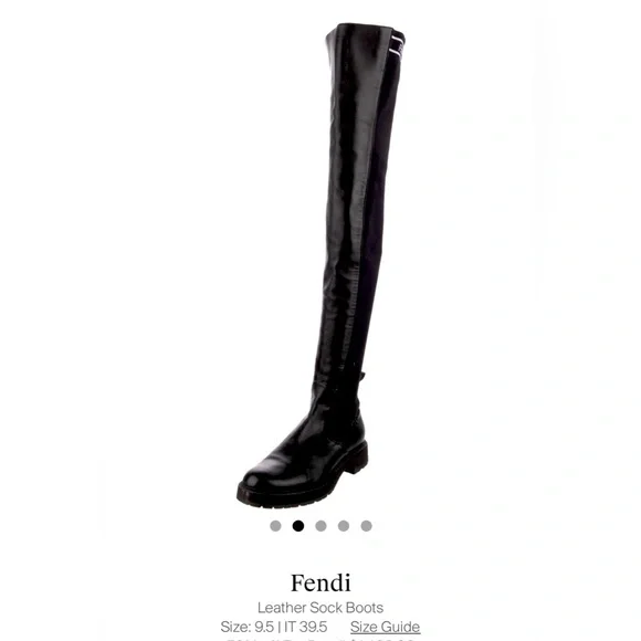 . Fendi Leather Over-The-Knee Sock Boots - Picture 2 of 9